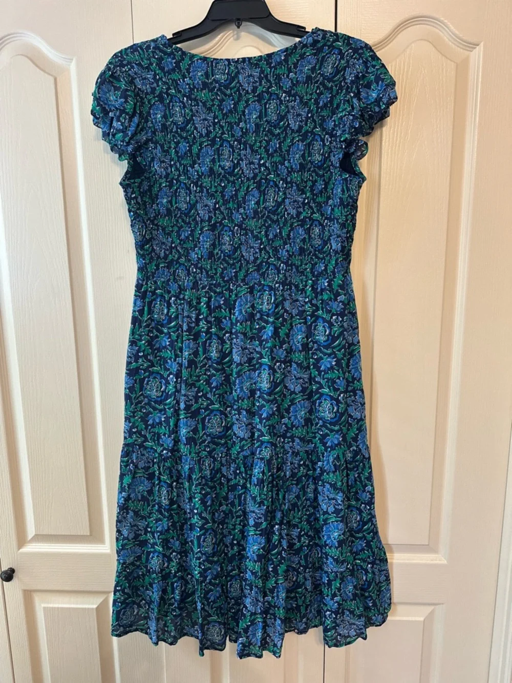 Vineyard Vines Women’s Blue & Green Smocked Anegada Floral Midi Dress Sz. XL - Picture 2 of 6